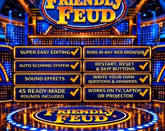 Jeu de fête amical modifiable | Quiz sur les querelles amicales | Aucune présentation PowerPoint requise - Party Game personnalisable | Soirée jeux interactive