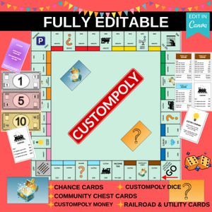 Custompoly Game Template: DIY Board Game | Canva Editable Template | Blank Custompoly Board Template | Custompoly Canva Template