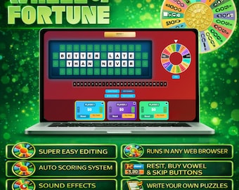Editable Wheel of Fortune Party Game | Spin the Wheel Trivia Game | No PowerPoint Required Customizable Game | Interactive Game Night