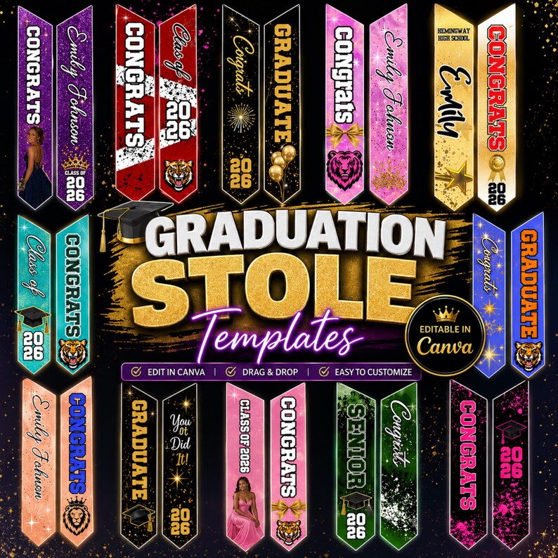 Mega Graduation Bundle Canva Templates, T-shirts, Fan Templates, Grad ...