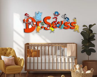 Custom Dr. Seuss Wooden Sign, Custom Kids Room Door Sign, Dr. Seuss Decor, Disney Name Sign, Custom Wooden Room Sign