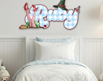 Personalized Wizard of Oz Wooden Name Sign, Custom Wizard of Oz Wooden Wall Decor, Vinyl Printed Nursery Name Plaque, Girls Room Gift