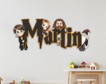 Letrero de madera personalizado inspirado en Harry Potter – Decoración de pared personalizada con nombre de mago para la habitación de los niños o la guardería, regalo personalizado único