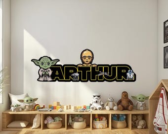 Letreros de madera decorativos para la puerta de la habitación infantil con el nombre de Star Wars