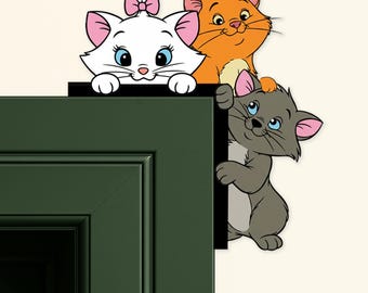 Letrero de puerta de Los Aristogatos con temática de gatos, diseño de Marie Toulouse Berlioz, regalo para amantes de los gatos, decoración del hogar Disney
