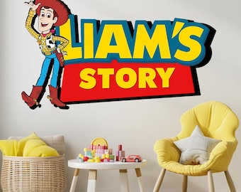 Letrero personalizado con nombre para niños, decoración de pared de madera con diseño de vaquero, diseño de nombre personalizado de Toy Story, Toy Story