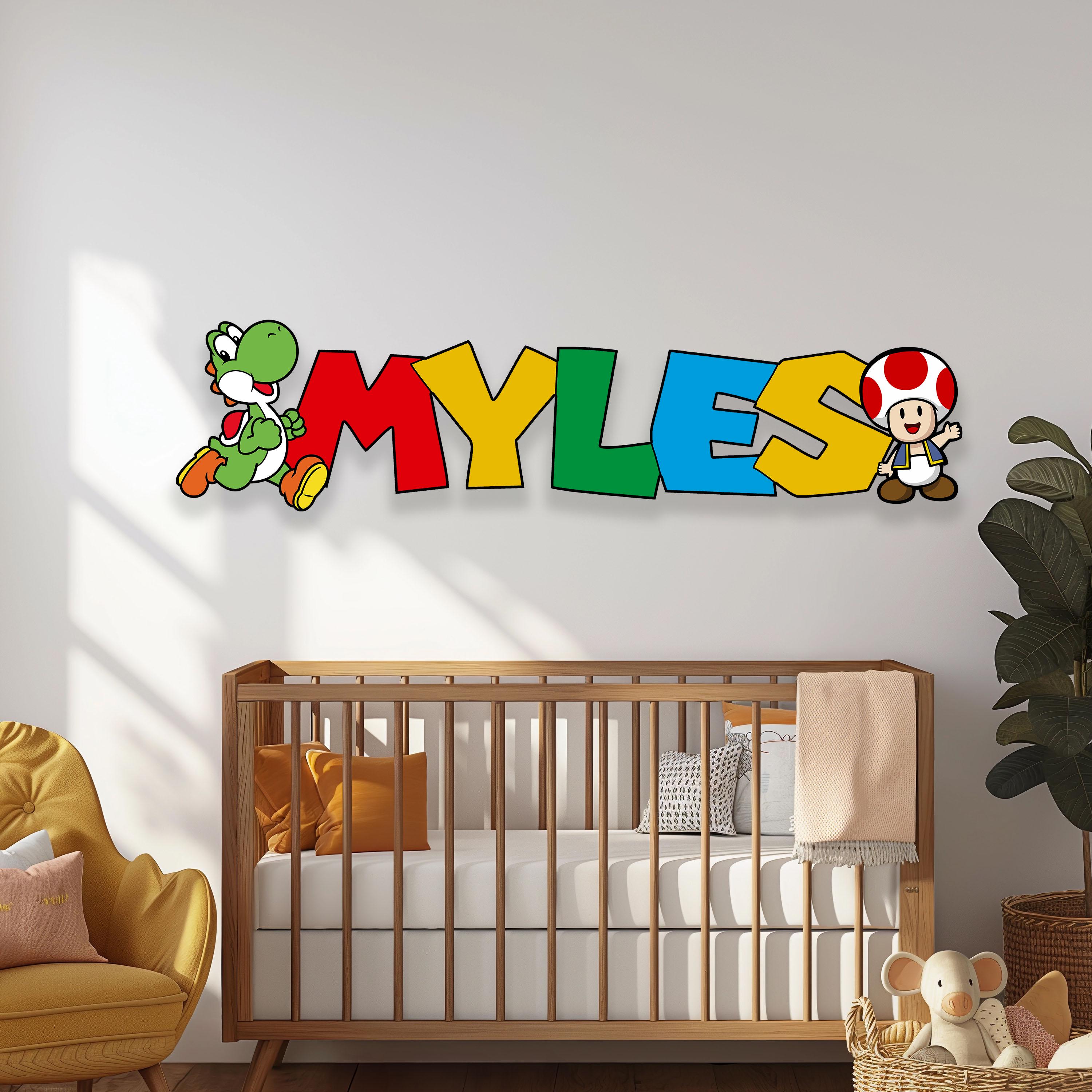 Custom Super Mario Yoshi and Toad Sign, Personalized Kids Baby Nursery ...