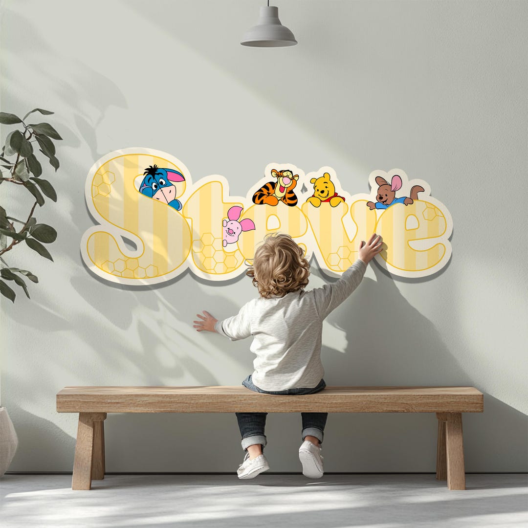 Winnie the Pooh Peekaboo Custom Name Personalized Nursery Room Door ...