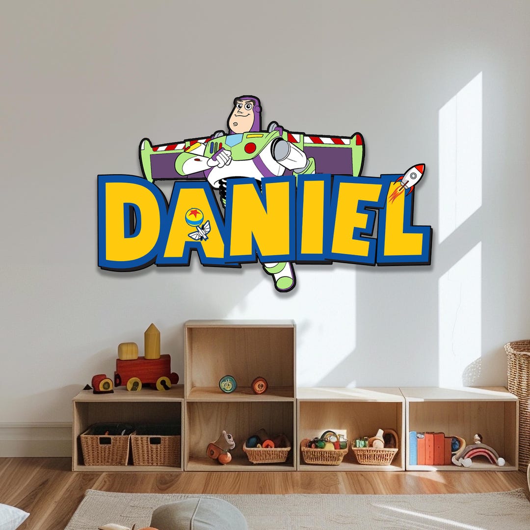 Toy Story Custom Name Game Room Wooden Wall Decor, Personalized Kids ...