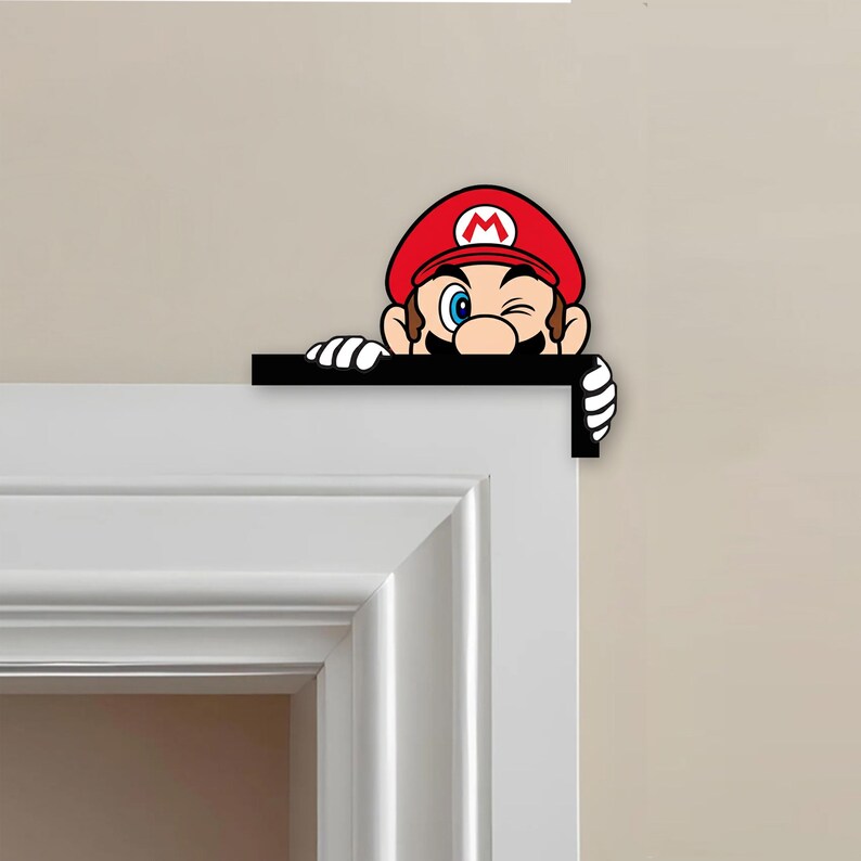 Super Mario Peekaboo Corner Sign, Custom Kids Baby Nursery Room Door ...