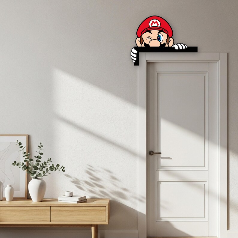 Super Mario Peekaboo Corner Sign, Custom Kids Baby Nursery Room Door ...