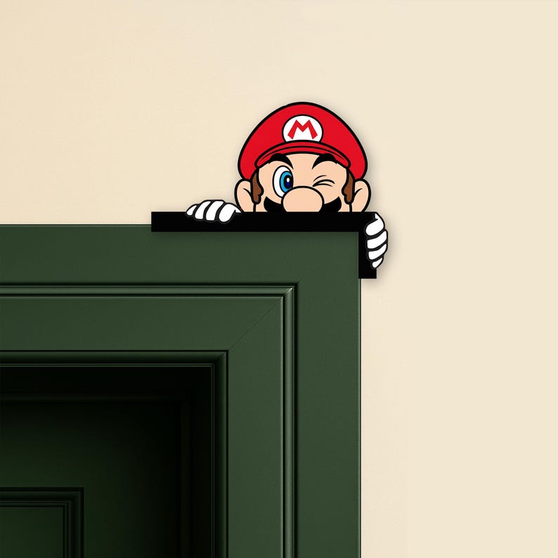 Super Mario Peekaboo Corner Sign, Custom Kids Baby Nursery Room Door ...