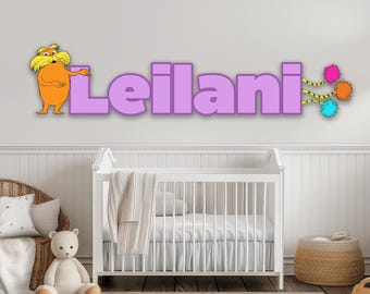 Custom Dr. Seuss Wooden Sign, Custom Kids Room Door Sign, Dr. Seuss Decor, Disney Name Sign, Custom Wooden Room Sign