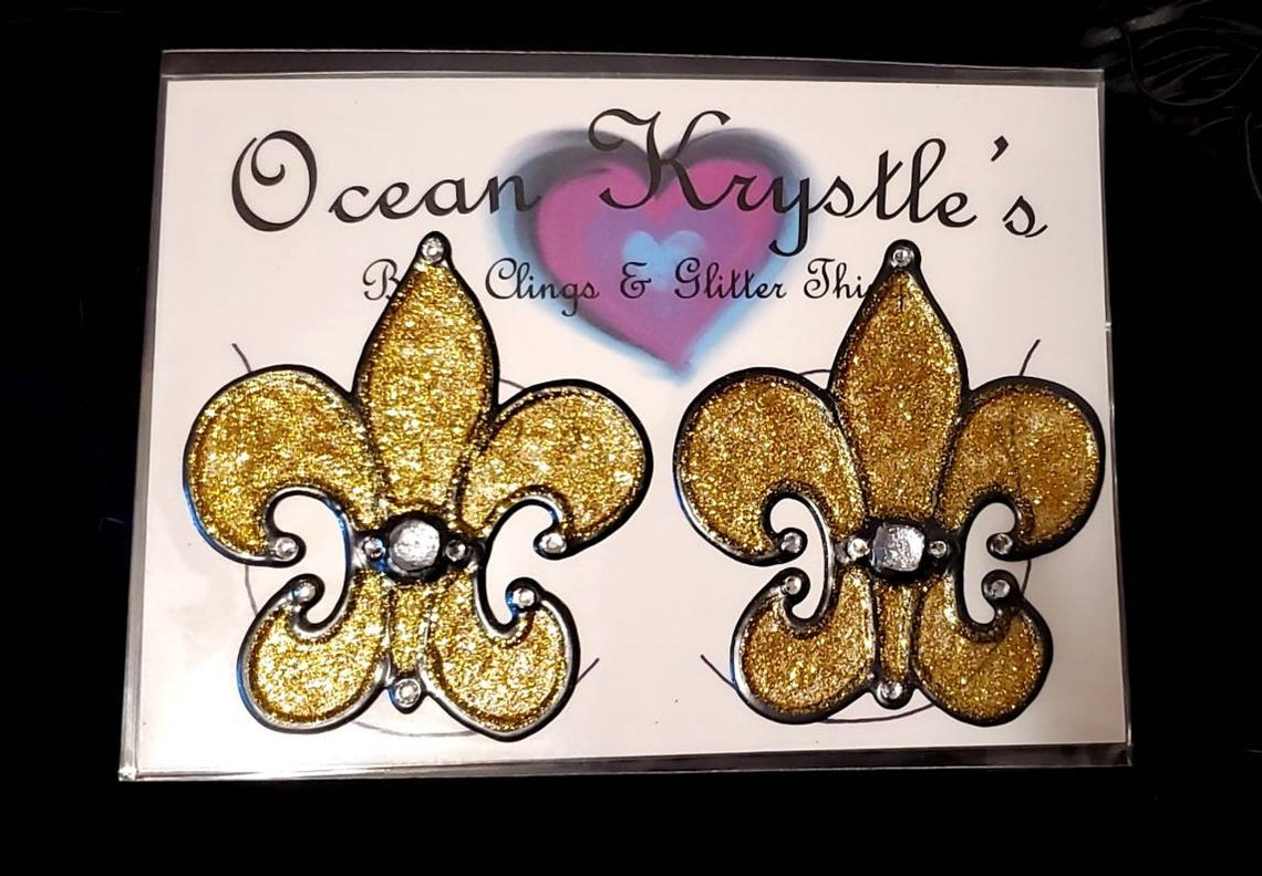 Fleur De Lis Pasties Nipple Covers Mardi Gras Reusable Glitter Festival
