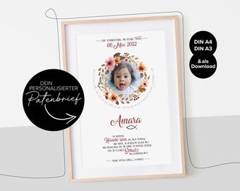 Personalized godparent certificate with photo | Personalized godparent certificate with baby picture | Christening gift for godmother and godfather | Christening Gift