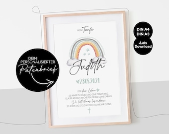 Personligt dopintyg | Personligt dopintyg | Dopgåva till gudmor/gudfar | Färgglad dopaffisch | Digitalt