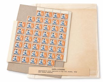 Basutolandia 1959 QEII 1/2d sobre 2d SG54 Jinete Mosuto 57 Hoja parcial de sellos