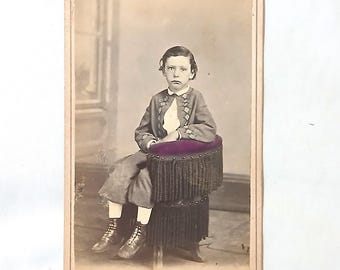 Antique 1800s CDV Child Photo C.C. Giers Nashville TN Hand Tinted Victorian