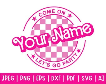 Archivo SVG de cumpleaños con nombre personalizado, corte de camisa de fiesta a cuadros retro (descarga digital)