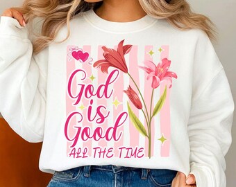 Dios es bueno todo el tiempo SVG PNG, Preppy SVG, Cristiano SVG, Boho Hippie Cristiano PNG, Versículo bíblico PNG, Jesús SVG, Inspiración cristiana
