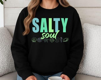 Salty Soul Svg Png, Camiseta Retro de Verano para Playa Png, Estilo Costero Moderno Svg, Diseño para Sublimación, Archivo de Corte para Cricut, Vacaciones de Verano, Descarga Digital