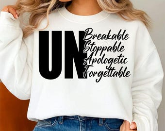 Cita de mujer empoderada en formato SVG, diseño inquebrantable e imparable (descarga instantánea)