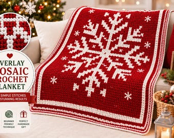 Christmas Wonderland Blanket Overlay Mosaic Crochet Pattern Pdf, Granny Square Blanket Pdf, Winter Crochet Blanket Pattern, Digital Download