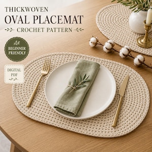 Oval Placemat Crochet Pattern, Thick Table Mat, Beginner Friendly, Quick And Easy, Handmade Home Decor, Instant Download, Pdf File