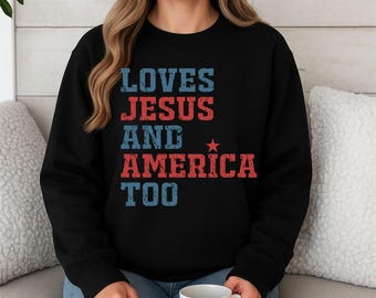 Houdt ook van Jezus en Amerika SVG, patriottische SVG, houdt ook van Jezus en Amerika SVG png, 4 juli geloof SVG, christelijke 4 juli SVG, Amerika