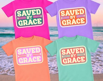Saved By Grace SVG, Faith Based SVG PNG, Christian Retro Shirt Design, Retro Typography Cut File, Jesus Shirt, Digital Download