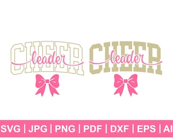 Cheerleader SVG Bow, Pink Gold Blue Coquette Design (Digital Download)