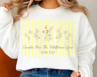 Overweeg hoe de wilde bloemen groeien Svg Png, bijbelvers Wildflower Faith, Boutique Floral Svg, schrift christelijk shirt png, digitale download