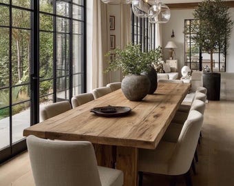Houten tafel, eiken tafel, walnoten tafel, keukentafel, boerderijtafel, houten tafel, rustieke keukentafel, handgemaakte tafel, eettafel, tafel