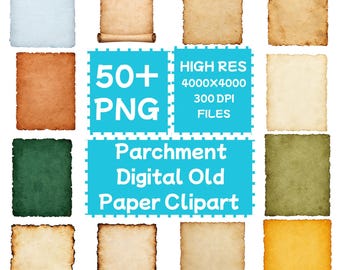 Parchment Digital Old Paper Clipart 50+PNG Vintage BackgroundDigital downloade, commercial use
