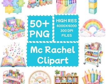 Mc Rachel Clipart 50+PNG, Kids Birthday Shirts Design, Digital Download, Commercial Use