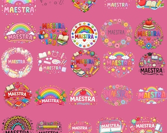 Maestra Png Clipart Bundle, Teacher Png Spanish, Digital downloade, commercial use