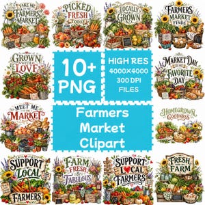 Farmers Market Clipart 10+PNG, Sublimation Designs, Digital Downloade, Commercial Use