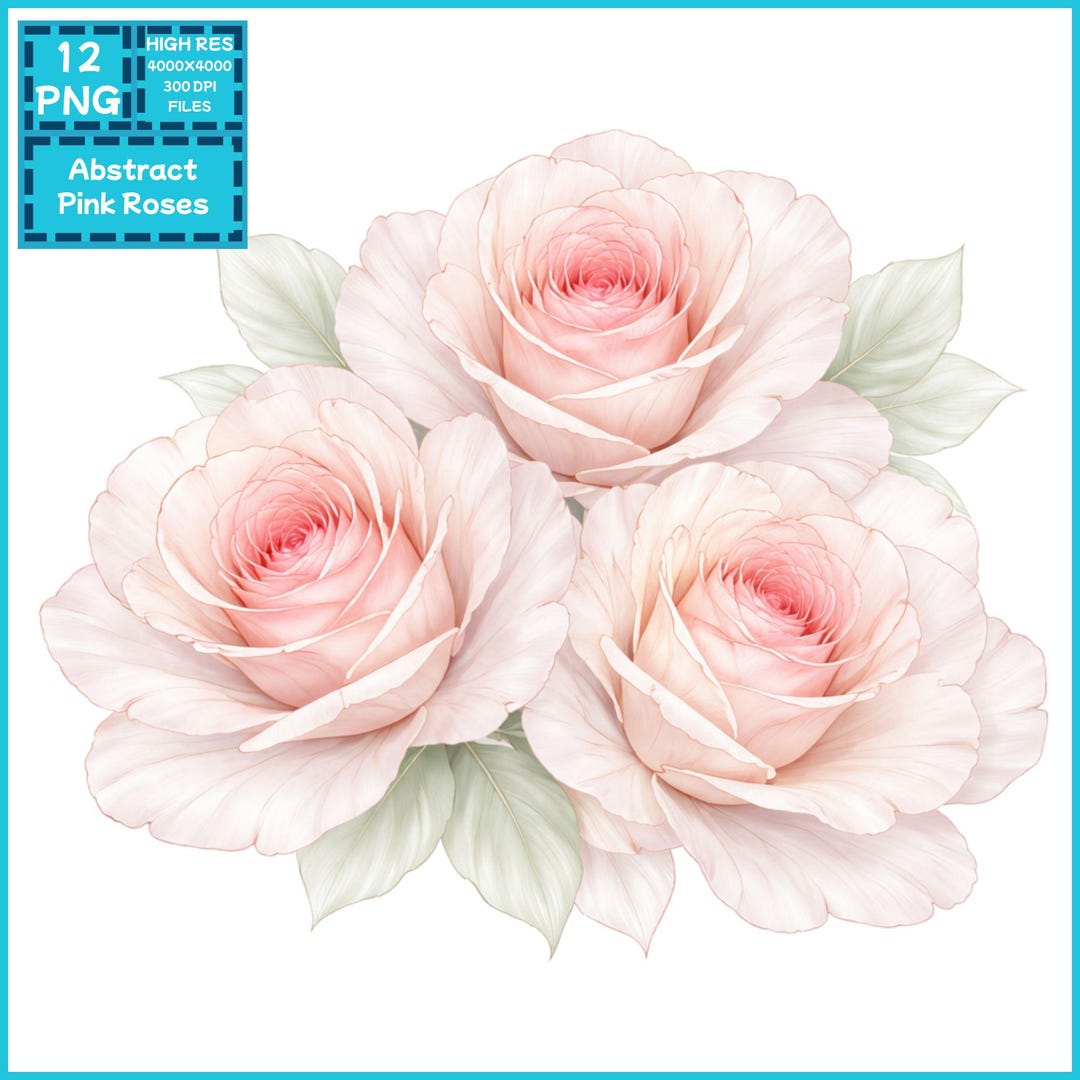 Abstract Pink Roses Watercolor Clipart Bundle (10 PNG Files) - Etsy