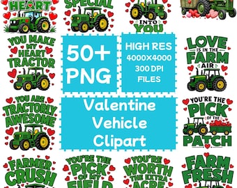 Valentine Vehicle Clipart 50+PNG, Digital Download, Commercial Use