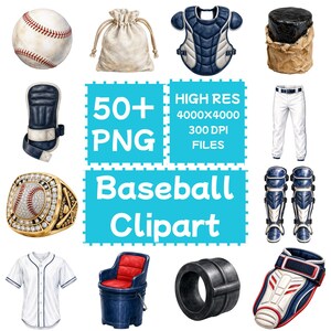 Baseball Clipart 50+PNG, Sport Sublimation, digitaler Download, kommerzielle Nutzung