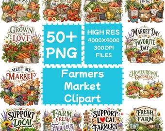 Farmers Market Clipart 10+PNG, Sublimation Designs, Digital Downloade, Commercial Use
