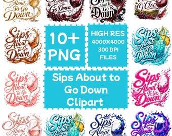 Klipart "Sips to Go Down" 50+PNG, pobieranie cyfrowe, wykorzystanie komercyjne