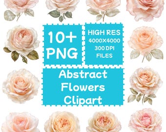 抽象的な花のクリップアート10+PNG、バラの花、デジタルダウンロード、商用利用可