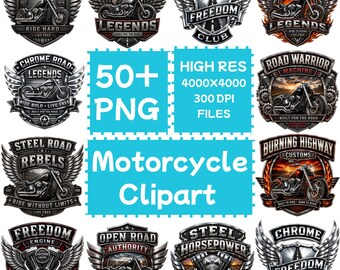 Klipart motocyklowy 50+PNG, pobieranie cyfrowe, do użytku komercyjnego