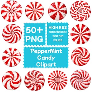 Pepparmynta godis Clipart 50+PNG, digital nedladdning, kommersiell användning