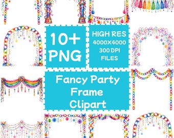 Fancy Party Frame Clipart 10+PNG, Digital Download, Commercial Use