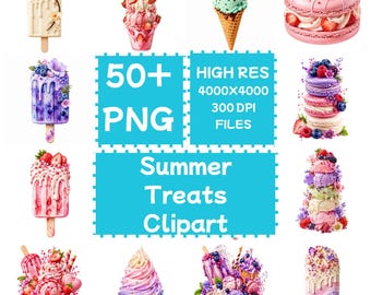 summer treats Clipart 50+PNG, Digital Download, Commercial Use