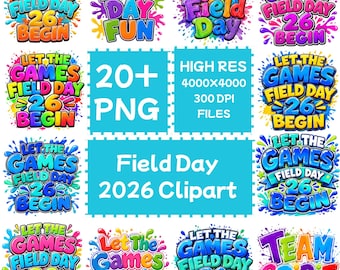 Field Day 2026 Clipart Bundle, School Sports Day T-Shirt Design (Digital Download)