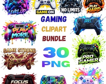 Gaming Clipart 30 Png Bundle,Gamer Control Png, Gamer Png, T Shirt Designs Png, Digital downloade, commercial use