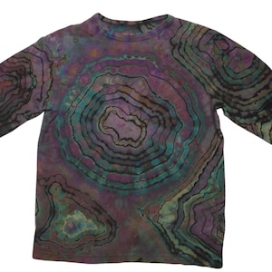 Chemise upcyclée pour enfant (taille 8) - Geode Ice Dye